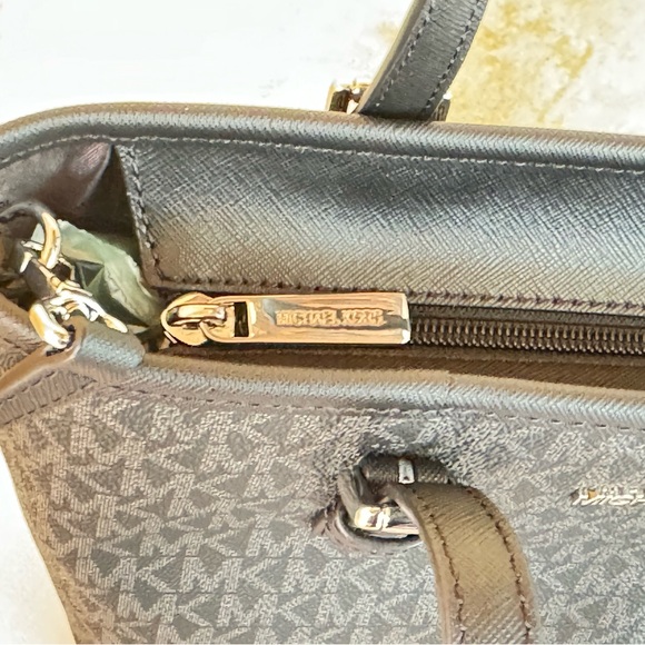 Michael Kors Jet Set Travel XS Tote Shoulder Bag MK Black/Silver - Picture 8 of 12